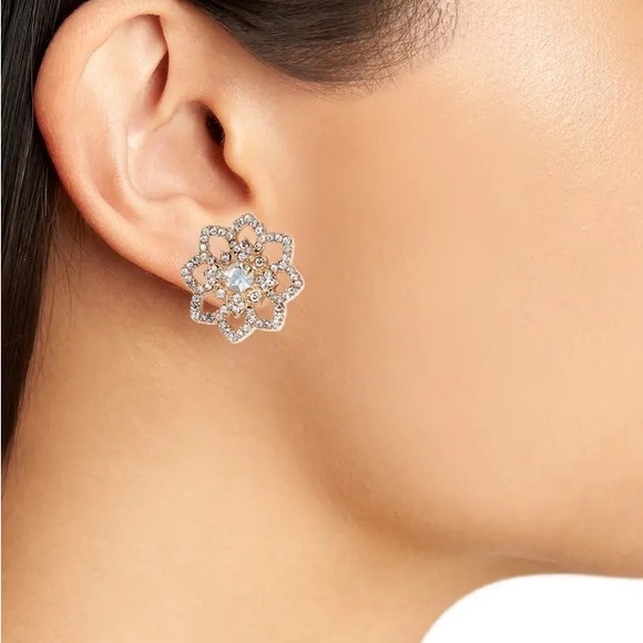 Marchesa Lace Is More Pavé Floral Stud Earrings - Picture 2 of 3